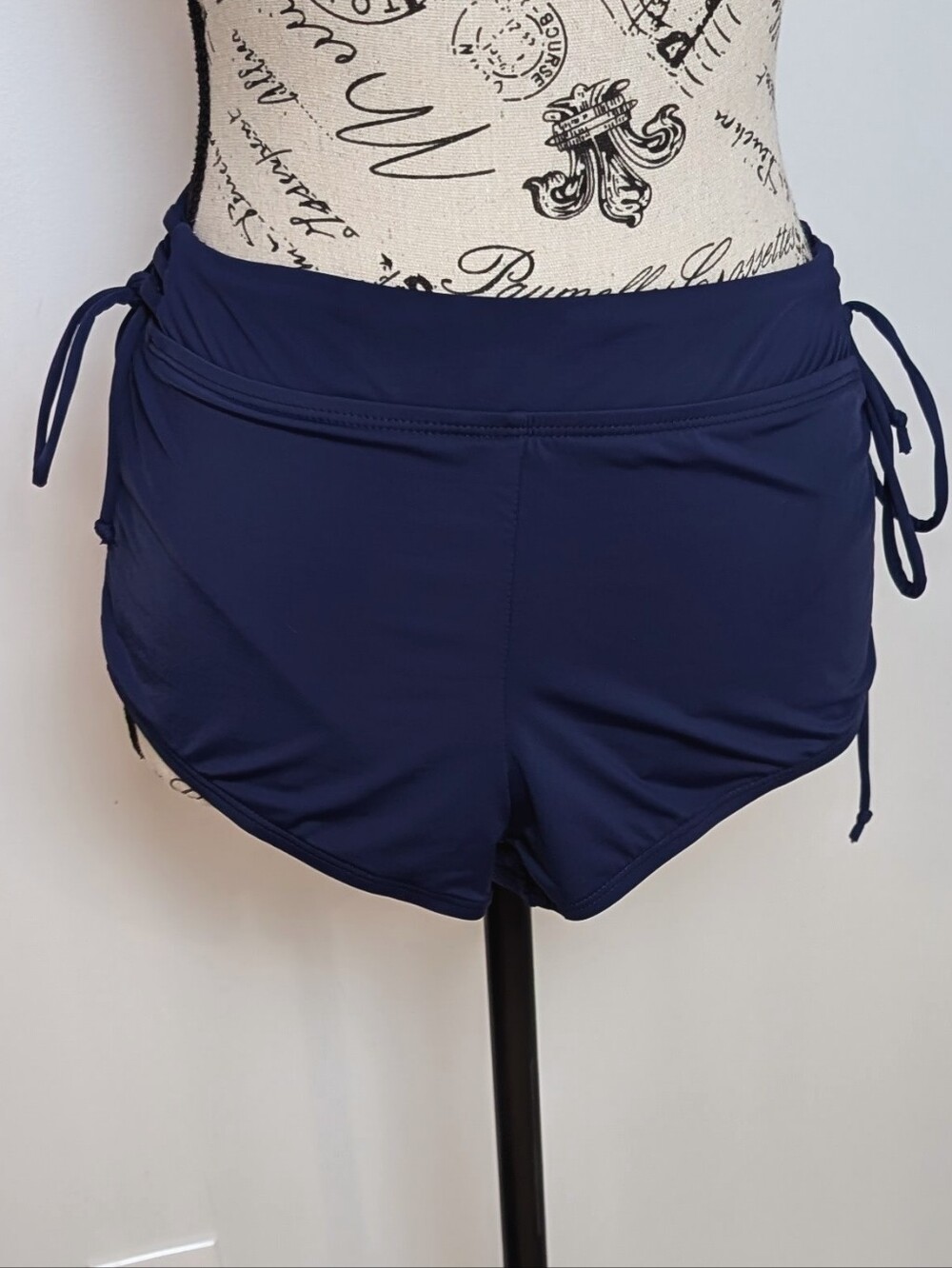 QUINTSOUL | Women's Navy Blue Side Tie Mid Rise Full Coverage  Swim Shor…